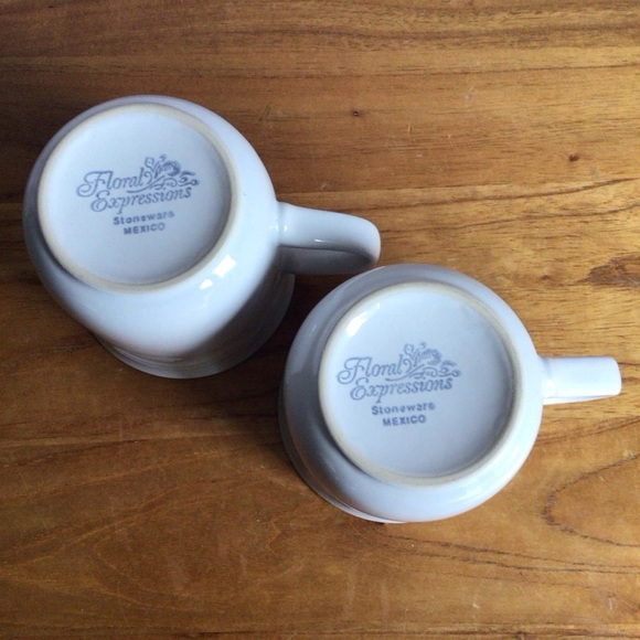 Vintage Floral Expressions Stoneware Cup and Saucers - Set of 2 - Picture 8 of 9